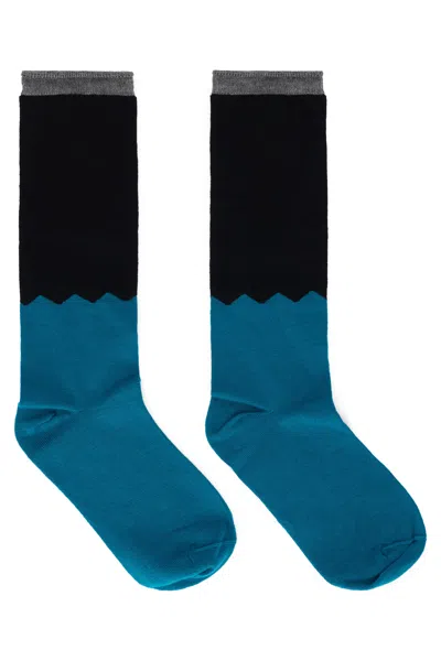 Red Valentino Socks In Black And Turquoise, Comfortable And Versatile. In Blue
