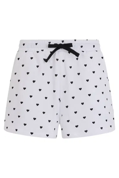 Red Valentino Cotton Heart-print Shorts In Bianco