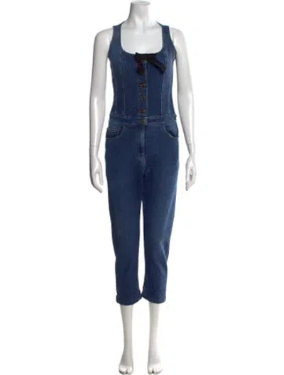 Pre-owned Red Valentino Square Neckline Jumpsuit In Blue