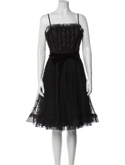 Pre-owned Red Valentino Square Neckline Knee-length Dress In Black