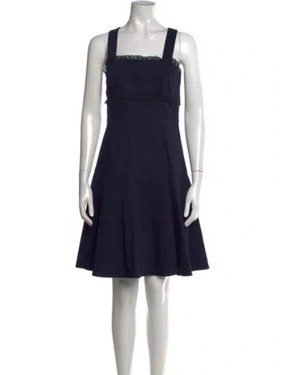 Pre-owned Red Valentino Square Neckline Knee-length Dress In Blue
