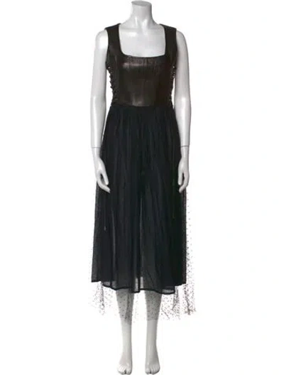 Pre-owned Red Valentino Square Neckline Long Dress In Black