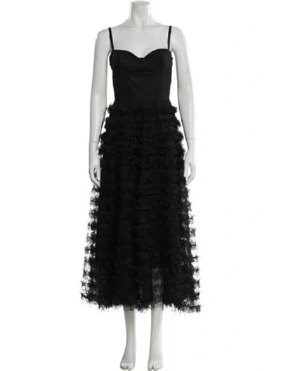 Pre-owned Red Valentino Square Neckline Long Dress In Black