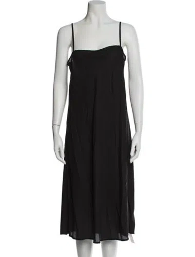 Pre-owned Red Valentino Square Neckline Midi Length Dress In Black