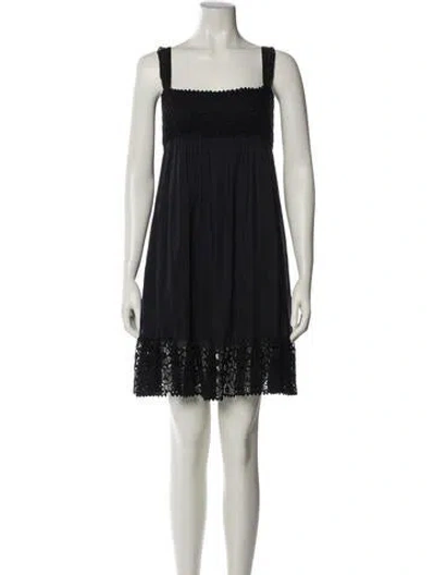 Pre-owned Red Valentino Square Neckline Mini Dress In Black