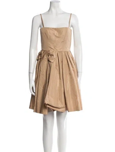 Pre-owned Red Valentino Square Neckline Mini Dress In Brown