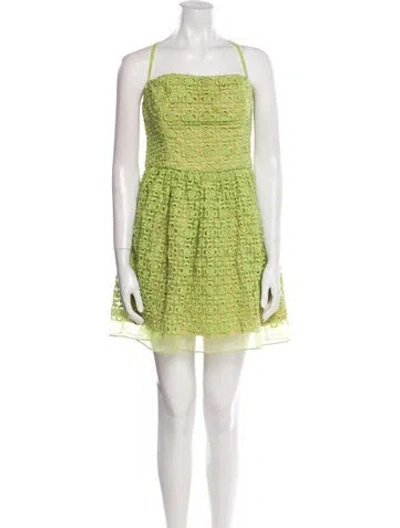 Pre-owned Red Valentino Square Neckline Mini Dress In Green