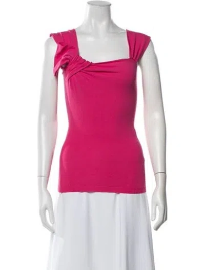 Pre-owned Red Valentino Square Neckline Short Sleeve Top In Pink