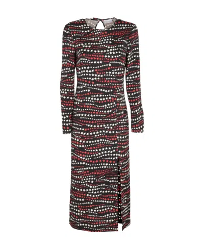 Red Valentino Redvalentino Star Print Long-sleeve Dress In Multi