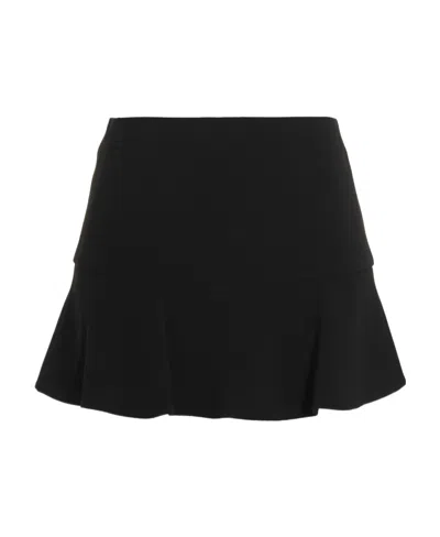 Red Valentino Stretch Frisottino Half-body Culottes In Black