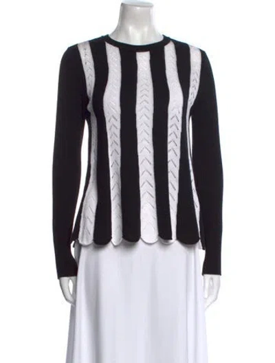 Pre-owned Red Valentino Striped Crew Neck Sweater In Black
