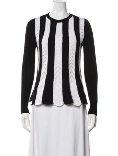 Pre-owned Red Valentino Striped Crew Neck Sweater In Black