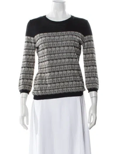 Pre-owned Red Valentino Striped Crew Neck Sweater In Black