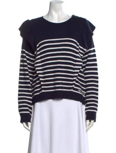 Pre-owned Red Valentino Striped Crew Neck Sweater In Blue