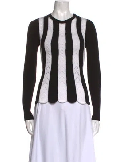 Pre-owned Red Valentino Striped Crew Neck Sweater W/ Tags In Black