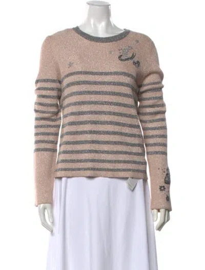 Pre-owned Red Valentino Striped Crew Neck Sweater W/ Tags In Grey