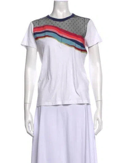 Pre-owned Red Valentino Striped Crew Neck T-shirt In White