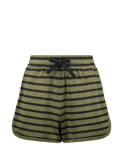 Red Valentino Striped Drawstring Shorts In Green