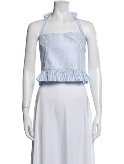 Pre-owned Red Valentino Striped Halterneck Crop Top In Neutrals