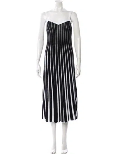 Pre-owned Red Valentino Striped Midi Length Dress In Black