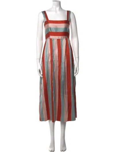 Pre-owned Red Valentino Striped Midi Length Dress In Orange