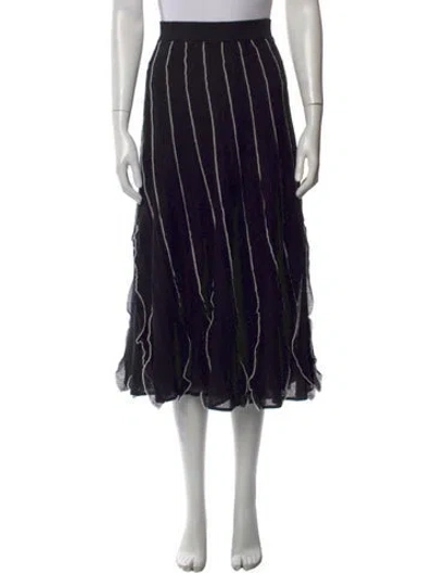 Pre-owned Red Valentino Striped Midi Length Skirt In Black