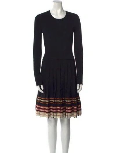 Pre-owned Red Valentino Striped Mini Dress In Black