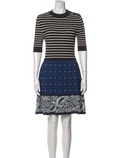 Pre-owned Red Valentino Striped Mini Dress In Black