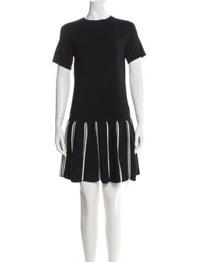 Pre-owned Red Valentino Striped Mini Dress In Black