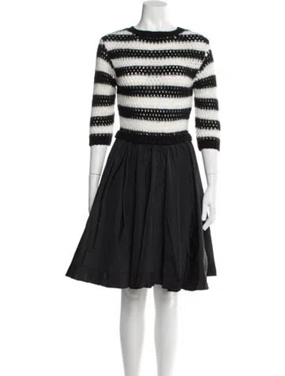 Pre-owned Red Valentino Striped Mini Dress In Black