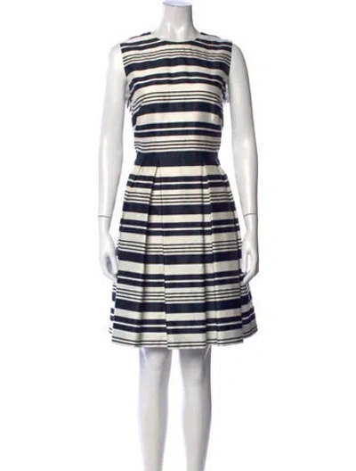 Pre-owned Red Valentino Striped Mini Dress In White