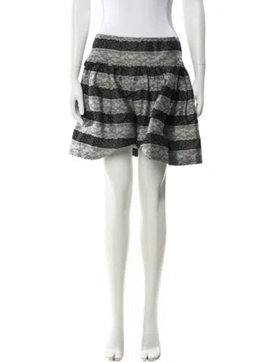 Pre-owned Red Valentino Striped Mini Skirt In Black