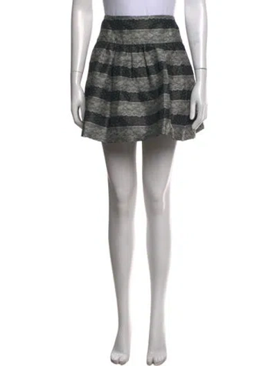 Pre-owned Red Valentino Striped Mini Skirt In Black