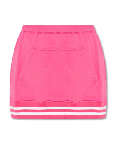 Red Valentino Striped Rib Skirt In Pink