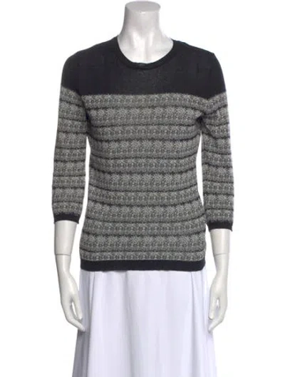 Pre-owned Red Valentino Striped Scoop Neck Sweater In Black