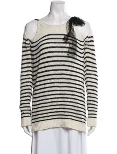 Pre-owned Red Valentino Striped Scoop Neck Sweater In Neutral