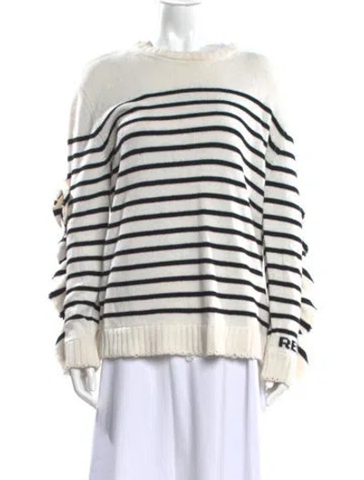 Pre-owned Red Valentino Striped Scoop Neck Sweater In White