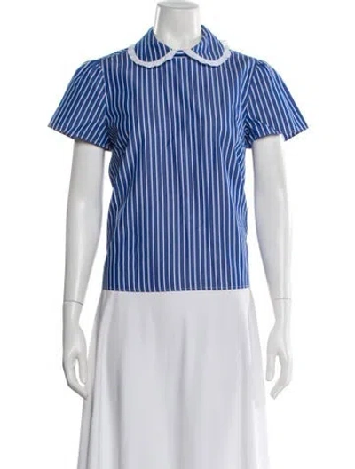 Pre-owned Red Valentino Striped Short Sleeve Blouse In Multi