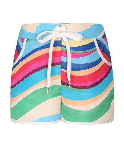 Red Valentino Striped Shorts In Multicolor