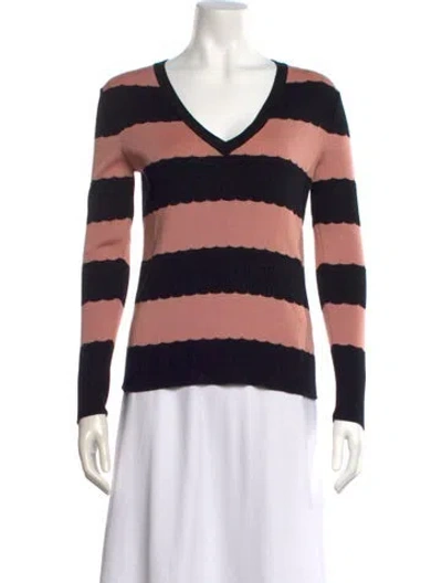 Pre-owned Red Valentino Striped V-neck Top In Multi