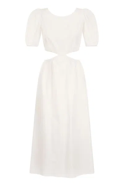 Red Valentino Cotton Dress With Ribbon In White