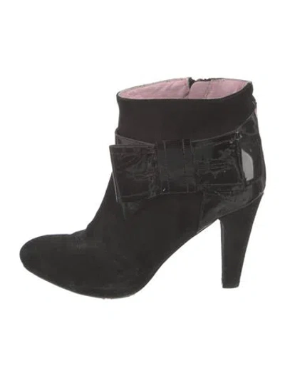 Pre-owned Red Valentino Suede Bow Accents Boots In Black