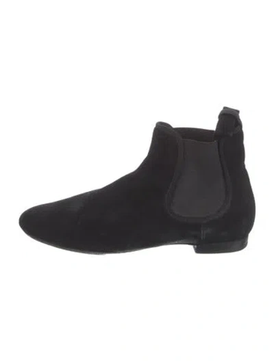 Pre-owned Red Valentino Suede Bow Accents Chelsea Boots In Black