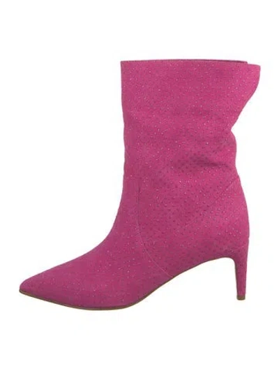 Pre-owned Red Valentino Suede Glitter Accents Boots In Pink