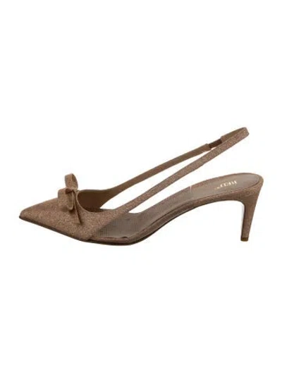 Pre-owned Red Valentino Suede Glitter Accents Slingback Pumps In Brown