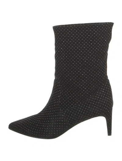 Pre-owned Red Valentino Suede Patterned Boots In Black