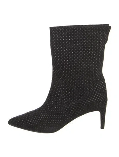 Pre-owned Red Valentino Suede Patterned Boots In Black