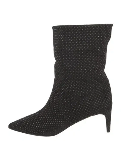 Pre-owned Red Valentino Suede Patterned Sock Boots In Black