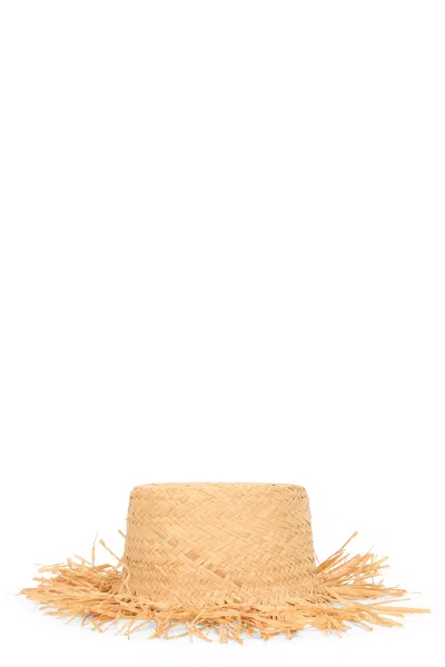 Red Valentino Summer Cylindrical Straw Hat And Versatile. In White