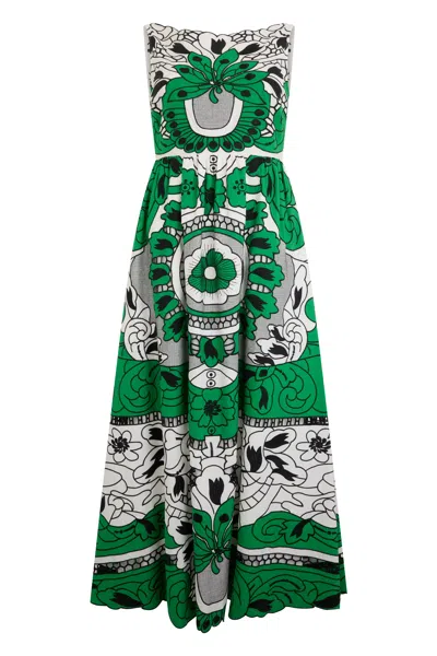 Red Valentino Summer Dress With Floral Prints, Lightweight And Feminine, Ideal For Hot Days And For A Fresh And Na In Green